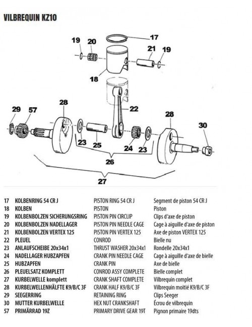 (21) Axe de piston VERTEX 125