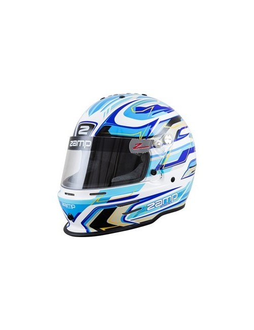 Casque ZAMP RZ-42Y GRAPHIC BLANC/BLEU pour jeunes pilotes