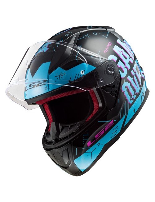 casque LS2 PLAYER noir/bleu clair