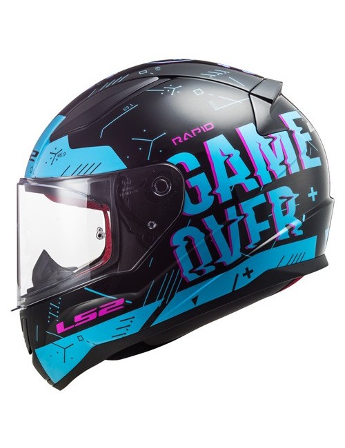 casque LS2 PLAYER noir/bleu clair