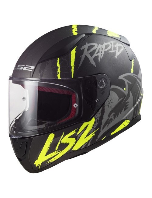 casque LS2 RAVEN noir/néon jaune