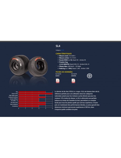 VEGA SL4 kart tires (red) second choice 2024 available at Magickart