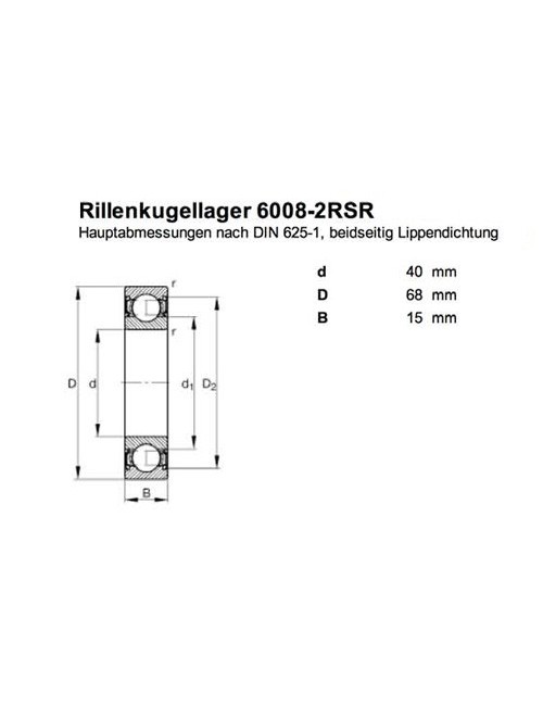 Roulement 6008 Z 40 mm l'intérieur, 68mm dehors 