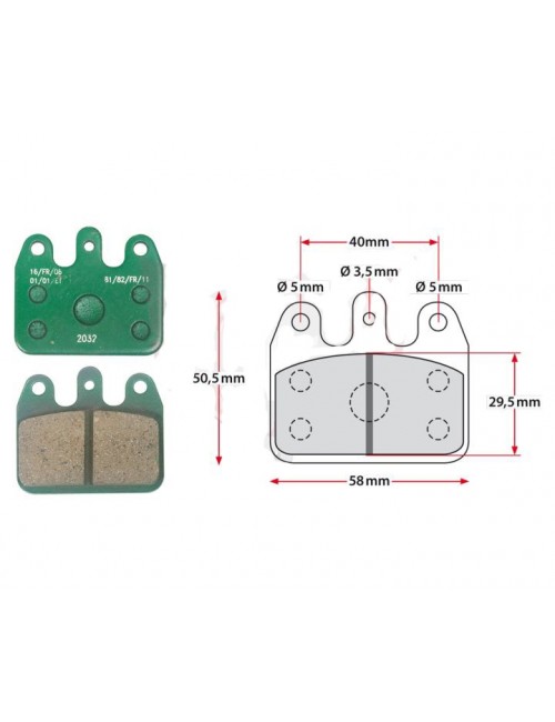 Jeu plaquettes de frein CRG VEN 05 vert AR