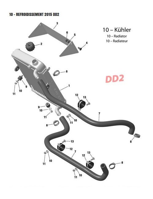 (1)RADIATOR WITH CAP ASSY. DD2