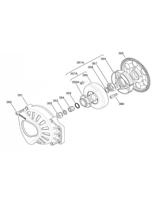Calotte d'embrayage + pignon + vis de fixation (12 dents + vis)