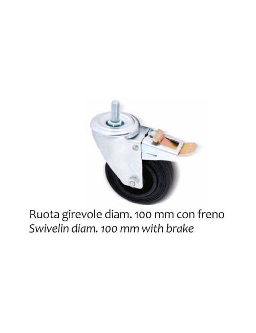 Roulette Ø 100mm, 12x25 pour KG avec frein