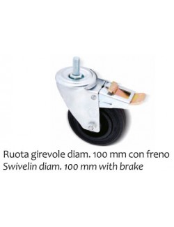 Roulette Ø 100mm, 12x25 pour KG avec frein