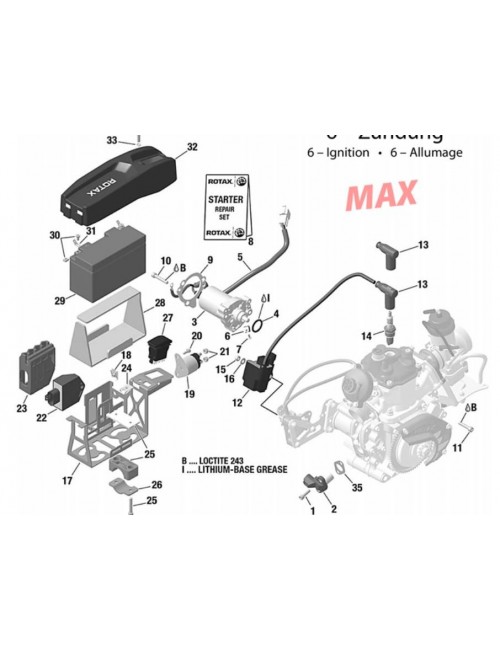Rotax kit réparation de démarreur avec ch 