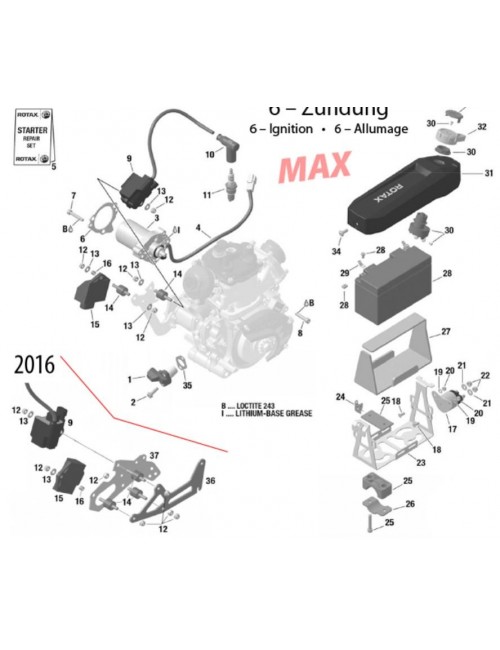 (12) Patte support de démarreur rotax