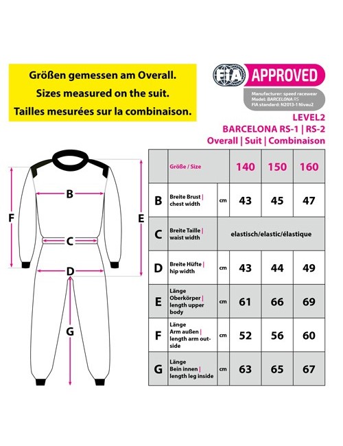 Combianison Speed Racing Barcelona RS-2 CIK noir,jaune