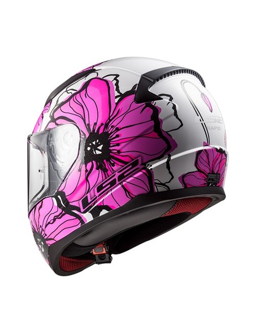 casque LS2 POPPIES blanc/rose