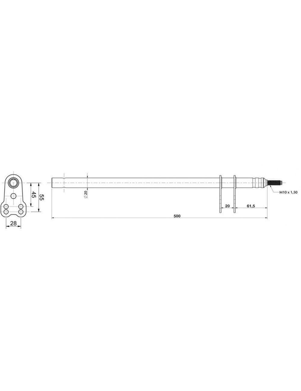 Colonne de direction ML10 L 500mm (COMPATIBLE TONY) Colonne de direction ML10 L 500mm (COMPATIBLE TONY)