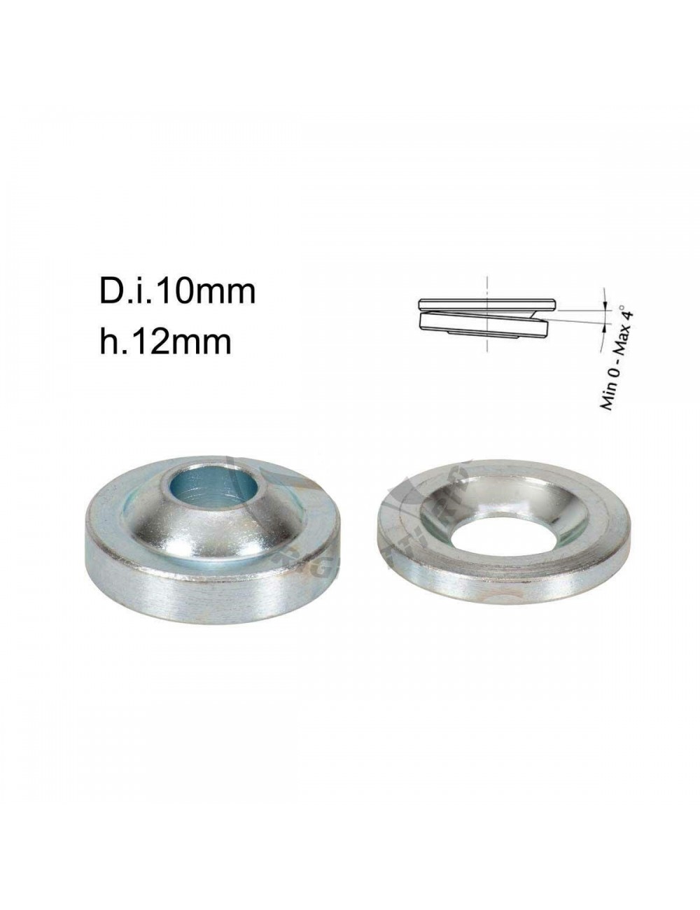 Paire de cales sphériques pour broche, trou 10mm, h.12mm Paire de cales sphériques pour broche, trou 10mm, h.12mm