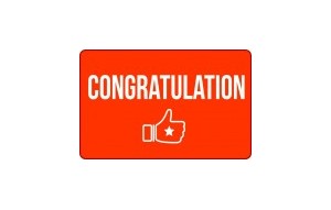 
			                        			Congratulation